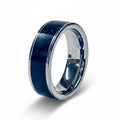 Bog Oak Wooden Ring – Silver Tungsten Wood Wedding Band (Comfort Fit)