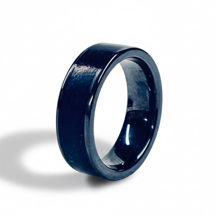 Bog Oak Wood Ring – Black Ceramic Wood Wedding Band (Comfort Fit)
