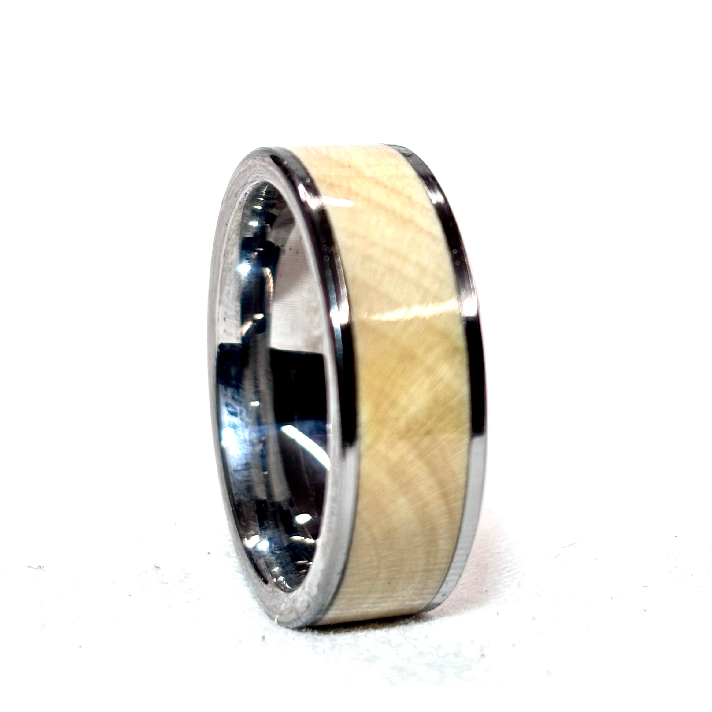 Holly wood ring - tungsten wood wedding band - comfort fit