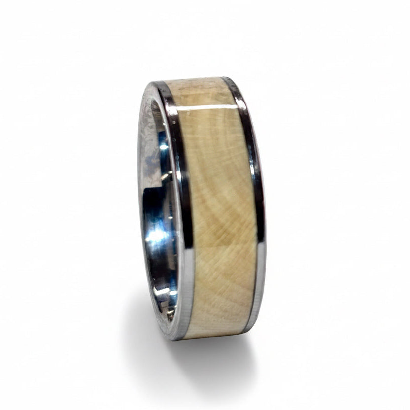 Holly wood ring - tungsten wood wedding band - comfort fit