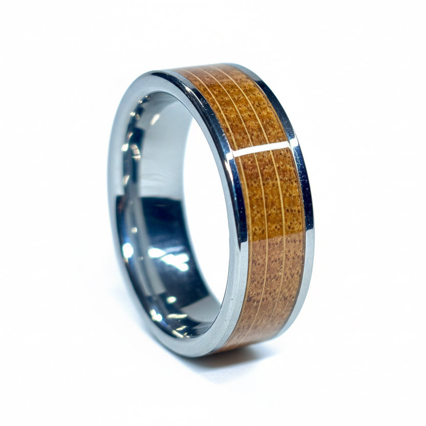 Oak Wood Ring – Silver Tungsten Wood Wedding Band - Comfort Fit