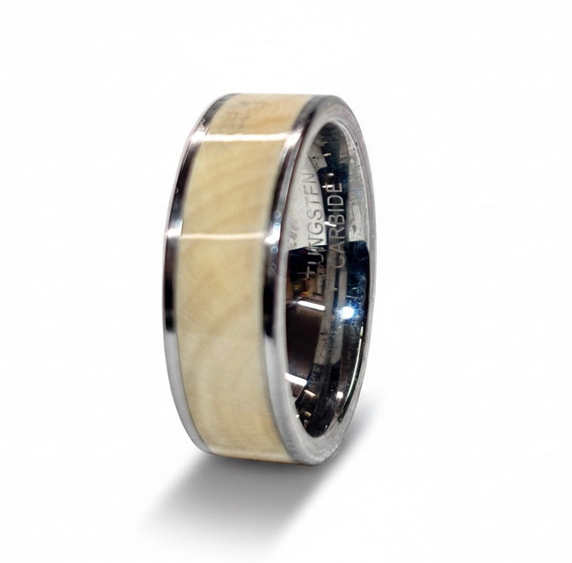 Holly wood ring - tungsten wood wedding band - comfort fit