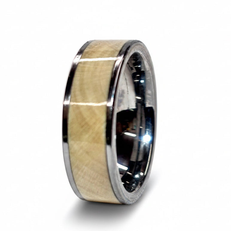 Holly wood ring - tungsten wood wedding band - comfort fit